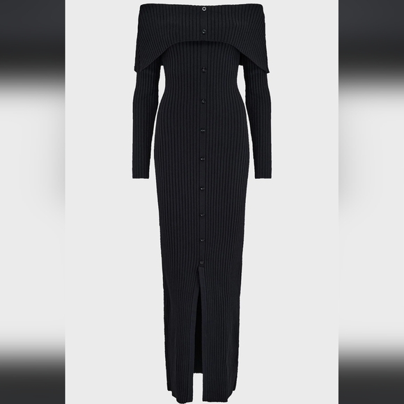 Killstar Dresses & Skirts - Killstar Black Off-Shoulder Ribbed Dress